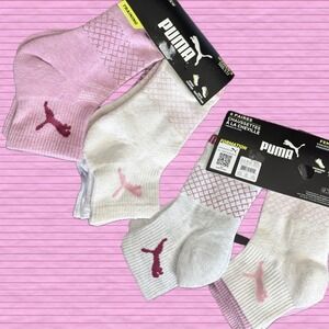 Puma Women's 6 Pair Quarter Crew Training Socks Pink White Grey Shoe Size 5-9.5